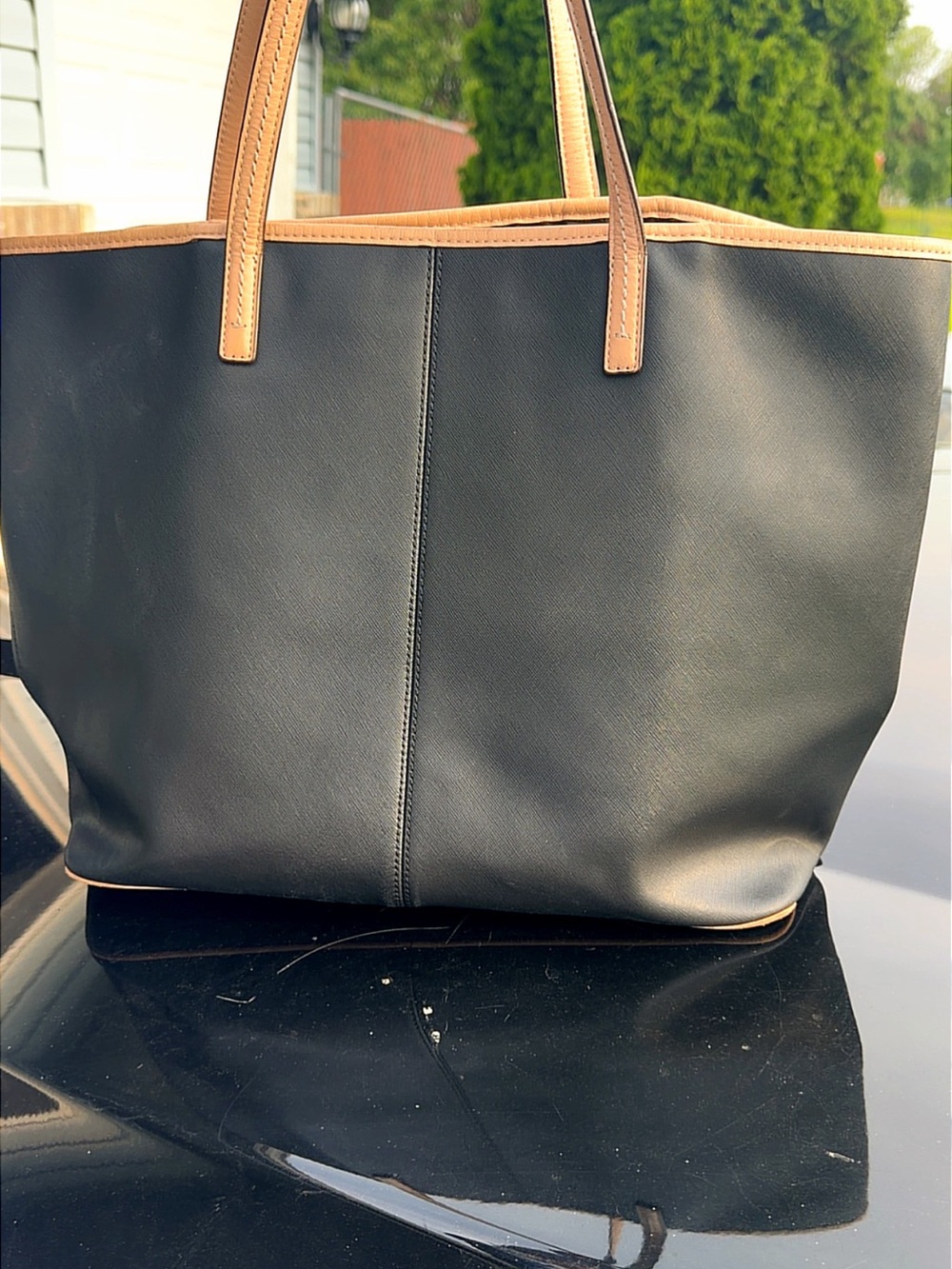Coach Black Tote with Tan Trim and Handles - Picture 6 of 6
